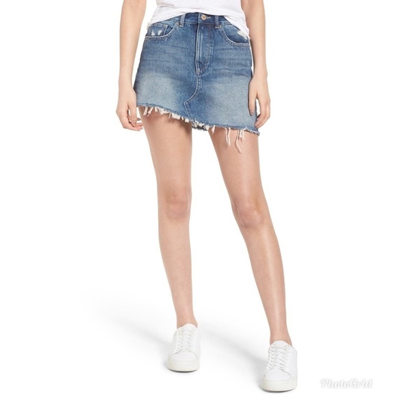 DL1961 Georgia Denim Asymmetric Distressed Skirt S - Picture 2 of 8